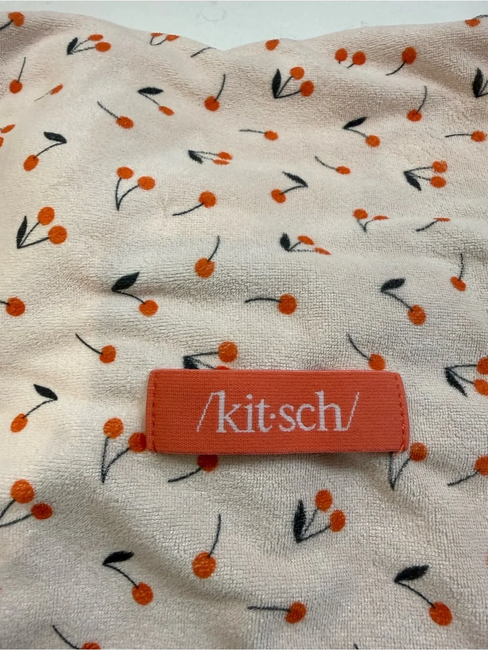 Kitsch XL Quick-Dry Microfiber Hair Towel Wrap in the cherry print.